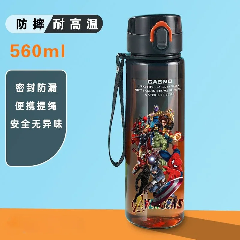 New Marvel Spider-Man Iron Man Cartoon Large Capacity Anti-fall Plastic Water Cup Creative Cool Handsome Boy Sports Water Bottle