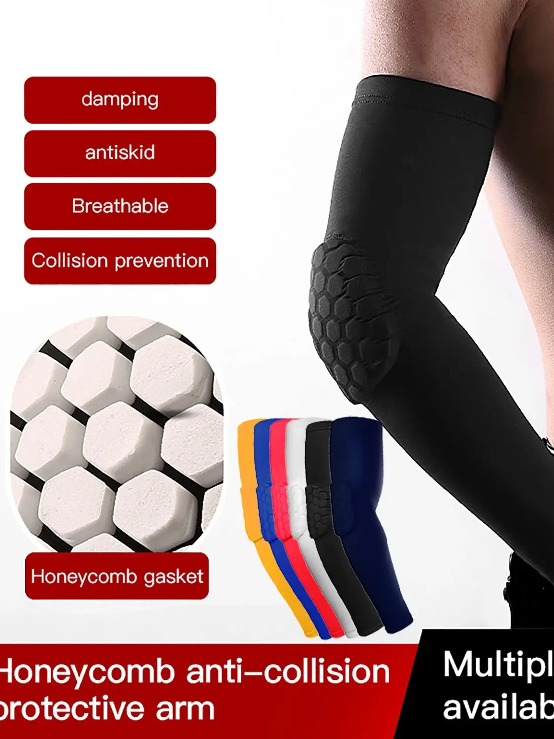 AliExpress Kyncilor 1pc Sports Elbow Protection Honeycomb Anti-collision Pressure Protection Arm Sleeve Basketball Cycling Fitness Protective Gear