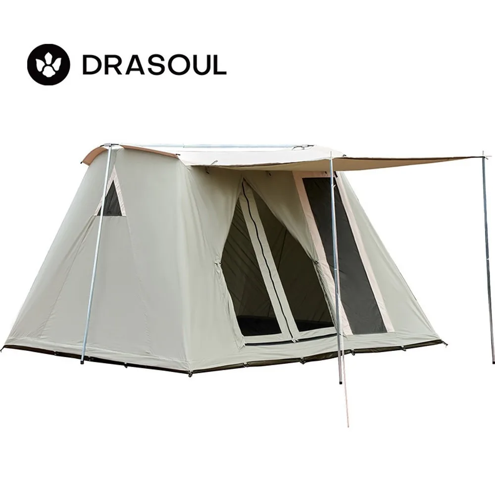 Spring Camping Tent, Retro Canvas Bell Tent, Waterproof Outdoor Shelter