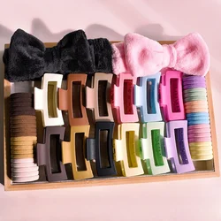16-Piece Women's SPA Headband Combination Set Powdery Multicolor Soft Bow Headband Matte matte frosted plastic rectangular gra