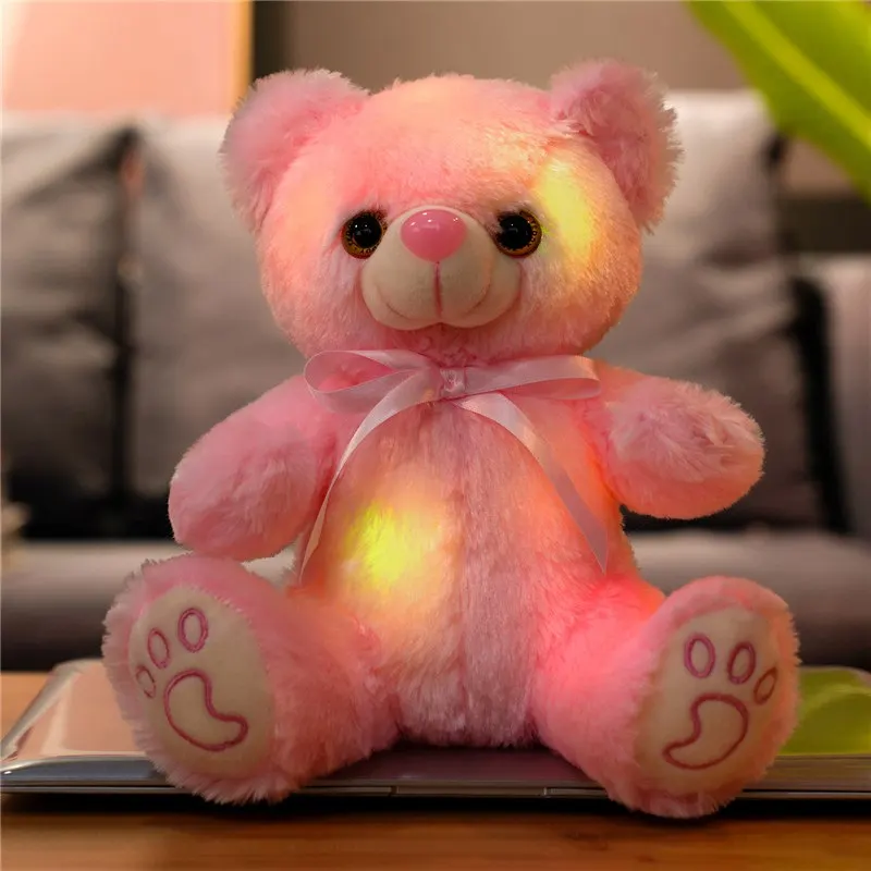 22CM Luminous Creative Light Up LED Teddy Bear Stuffed Animal Plush Toy Colorful Glowing Teddy Bear Christmas Gift for Kids