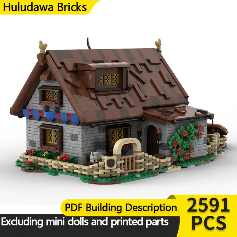 

Средневековый замок, модель MOC, строительные кирпичи, деревня, маленькая таверна, модульная технология, детские праздничные подарки, сборные игрушки, костюм