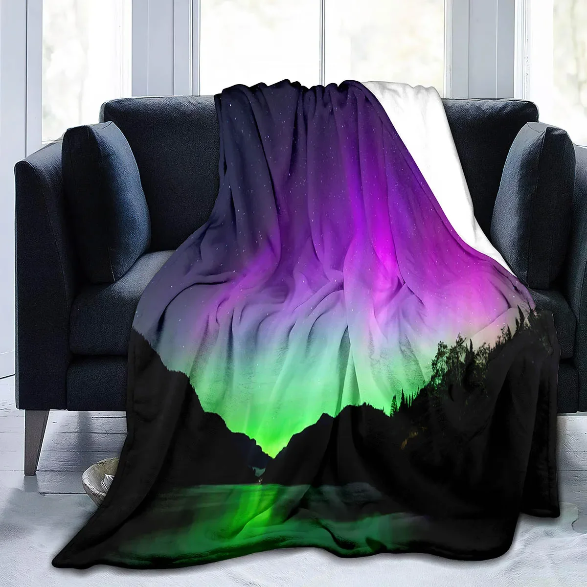 Northern Lights Throw Blanket King Queen Size Beautiful Light Pattern Blanket Warm Lightweight Super Soft for Couch Sofa Bed