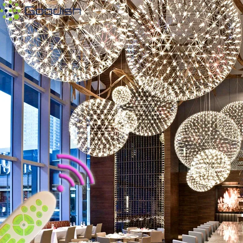 Modern Simplicity Nordic Stainless Steel Spark Ball LED Pendant Lights Creative Lamps for Restaurant Home Decoration Chandelier