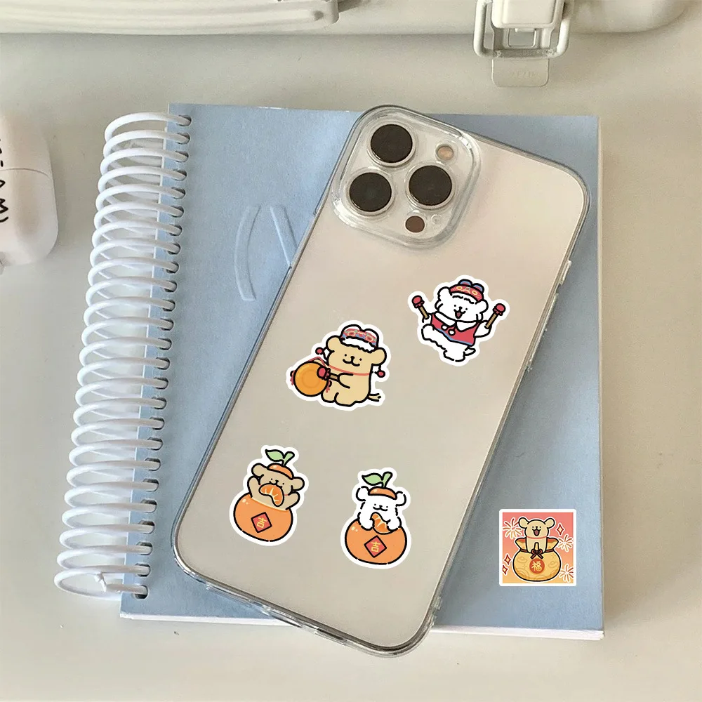 10/70PCS 라인 강아지 봄 축제 스타일 낙서 스티커 귀여운 개 만화 크리 에이 티브 데칼 DIY 수하물 전화 기타 아이 장난감