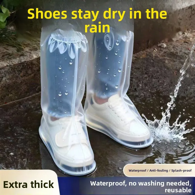 Thickened Disposable Rain Boot Covers Waterproof Durable Outdoor High-Cut Transparent Shoe Covers Upgrade Version Portable