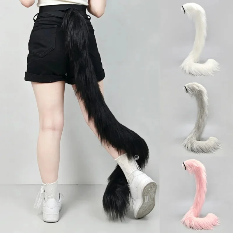 Simulate Effect of Fox Long Tail Wrapped Around Leg ,Plush Imitation Bones with Adjustable Cosplay Cat Tail Performance Props