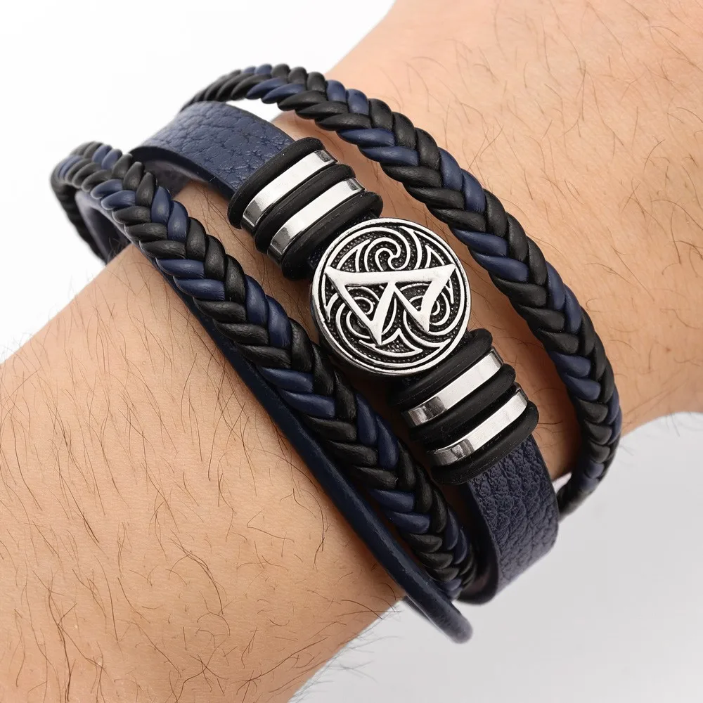 Trend Nordic Rune Odin Magic Leather Bracelet Charm Men\'s Bracelet New Fashion Hip Hop Punk Jewelry Accessories Gift Wholesale