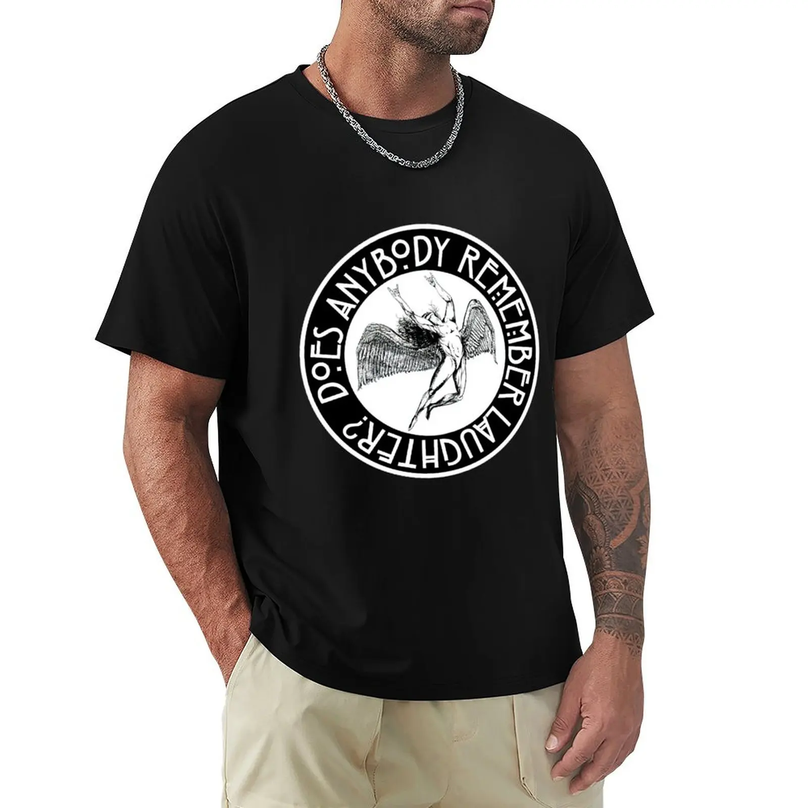 THE ICARUS SYNDROME - laughter black and white T-Shirt man t shirts for men T-Shirt