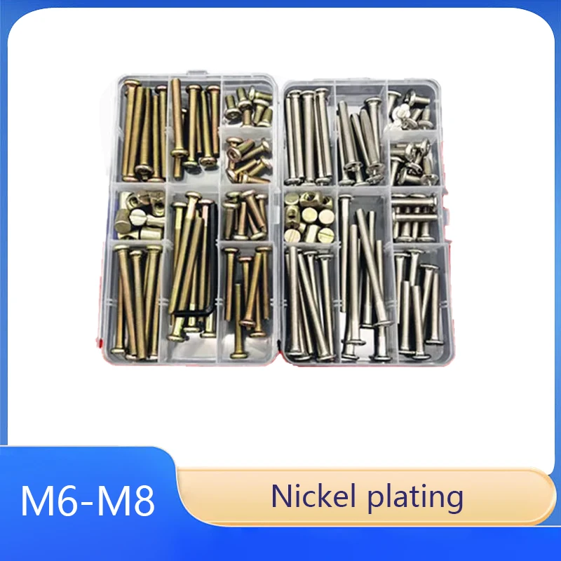 

Universal Children's Bed Hardware Kit M6 M8 Phillips/Hex Socket Nickel-Plated Screws Hammer Nuts Furniture Screw Hardware Kit