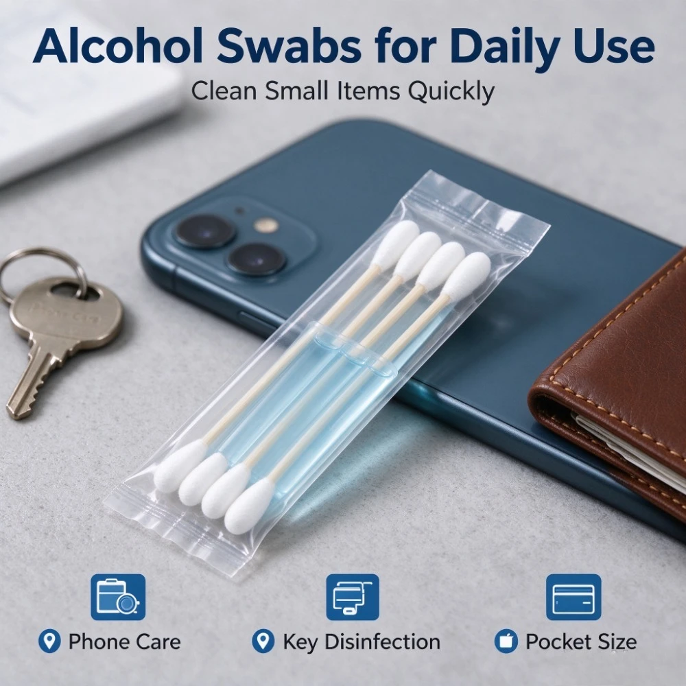 20pcs/100pcs pack disposable alcohol prep pads, each individually wrapped, a home essential for travel and outdoor backup