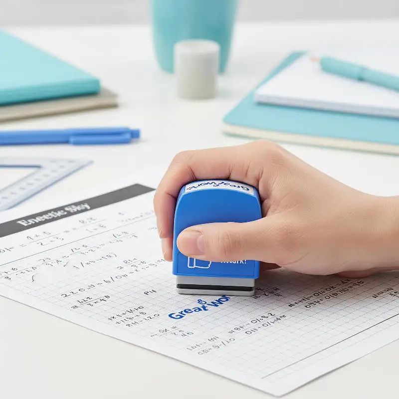 5 Pcs Self Inking Teacher Feedback Stamps Encouraging Phrases for Classroom Homework Grading Student Reward