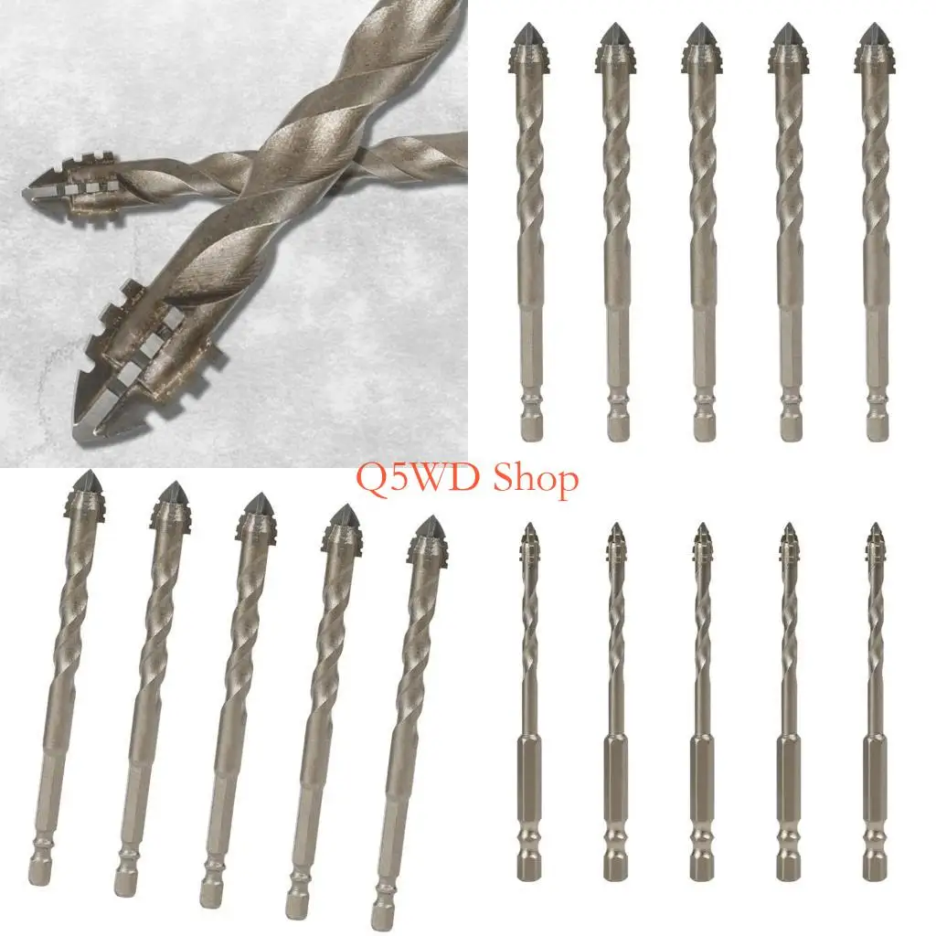 Q5WD 5 Pack Four Flute Eccentric Drill Bits with High Hardness for Versatile Applications Including and Plastic