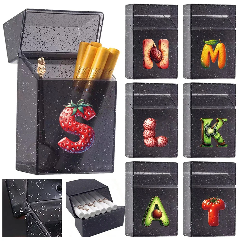 

Durable Plastics Crystal Cigarette Storage Case Portable Cigar Organizer Box Fruit Letter Initial Name 26 Letters Pattern