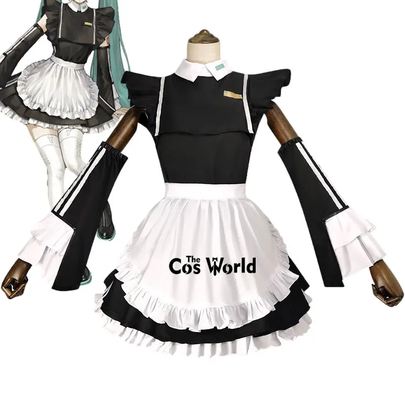 

VOCALOID Miku Black White Maid Apron Dress Uniform Outfit Anime Cosplay Costumes