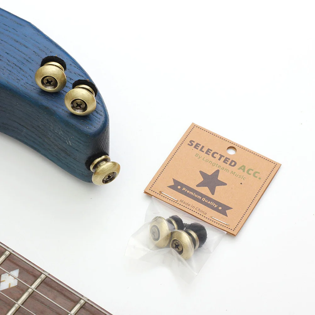 

2 Pcs Bronze Guitar Strap Buckle Electric Bass Anti-Slip Ukulele Tail Pins Pack Strong Buttons Lock Locks Iron End Acoustic