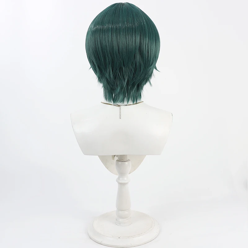 Tougen Anki Juji Yusurube Cosplay peluca 30cm corto recto verde hombres pelo sintético resistente al calor