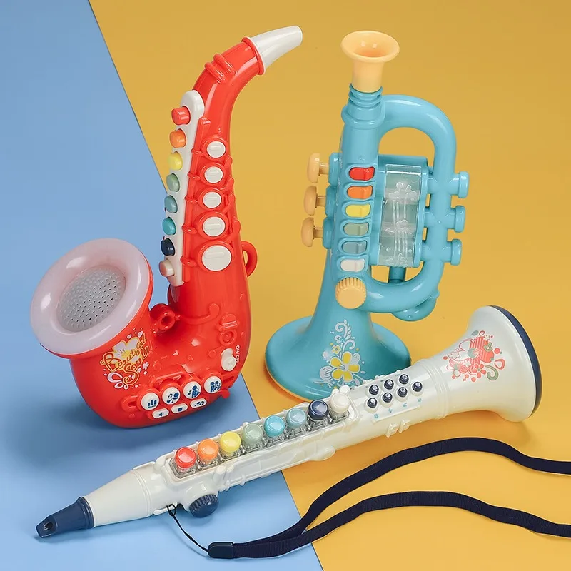 Electric Musical Instruments Toy Saxophone Trumpet Clarinet with Music Early Educational Wind Instruments Children Birthday Gift