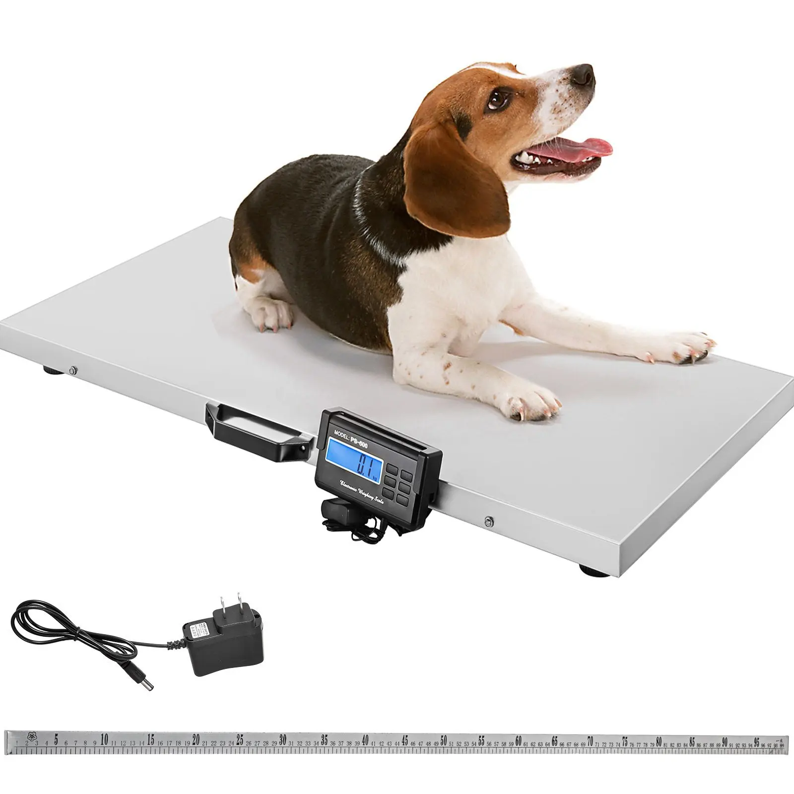 

VEVOR 1100Lbs x 0.2Lbs Digital Livestock Scale Large Pet Vet Scale Stainless Steel Platform Electronic Postal Shipping Scale Hea