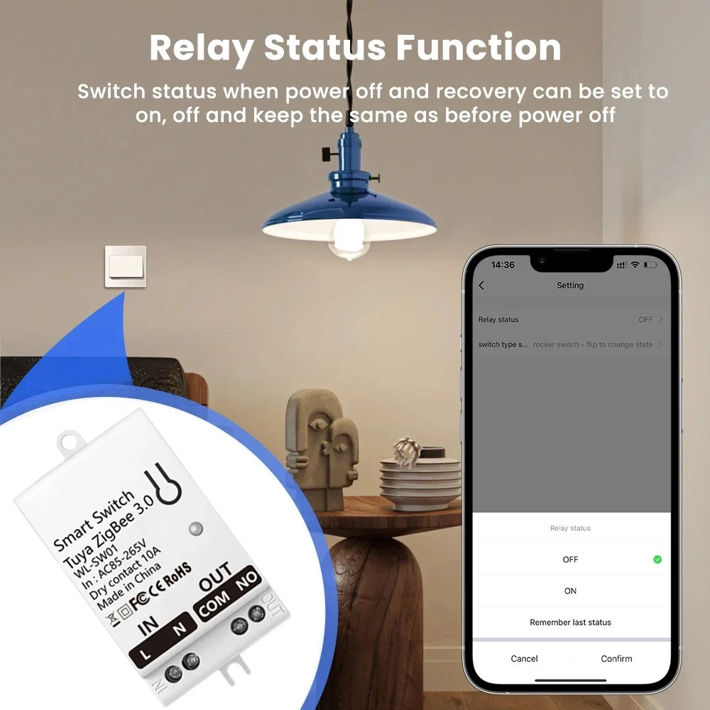Tuya ZigBee Smart Switch Module Dry Contact DC8-40V AC85-265V Smart Home Breaker Relay Inching Timer Work with Alexa Google Home view 5