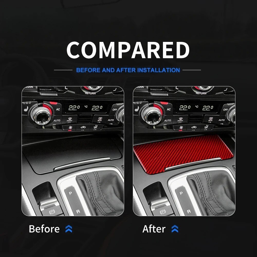 Carbon Fiber Sticker for Audi A4 A5 Q5 2009-2016 Sleek Black Design Ashtray Box Panel Interior Trim Additions-Interior Upgrade