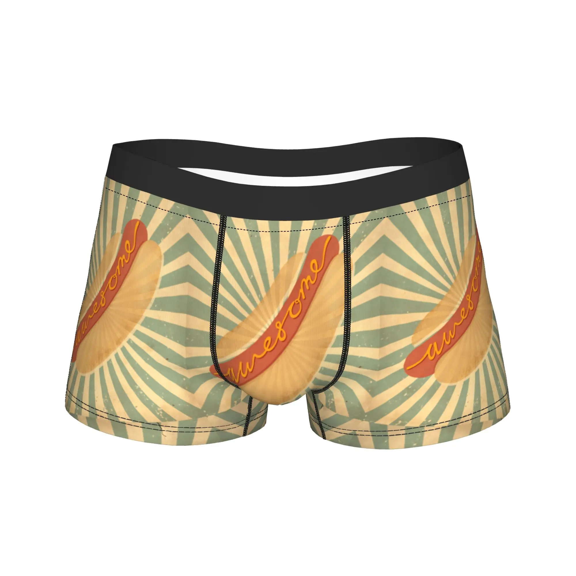 

Мужские трусы-боксеры с принтом HOT DOG Trunk Pouch Trenky, забавные, большие размеры 2XL