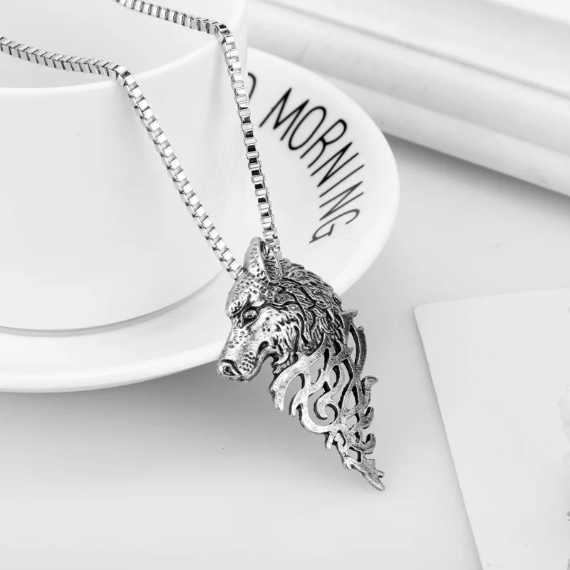Cabeça de lobo pingente colar punk vintage feminino masculino metal animal jóias transporte da gota coisas legais corrente masculina festa jóias presente