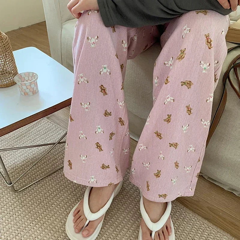 LIBIELIY Woman New High Waist Korean Harajuku Wide Leg Jeans Female Fashion Cutecore Pants Girls Y2k Streetwear Pink White Deni