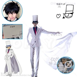 Anime magiczny mundur Cosplay Kuroba Kaito Kiddo Halloween karnawał przebranie na imprezę dla mężczyzn peruka rekwizyty kapelusz okulary odgrywanie ról