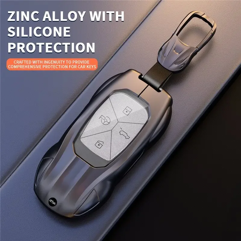 For Xpeng G6 G9 P5 P7 P7i G3i Car Key Case Cover Zinc Alloy Silicone Key Shell 360 Protection Keychain Key Fob Accessories 3