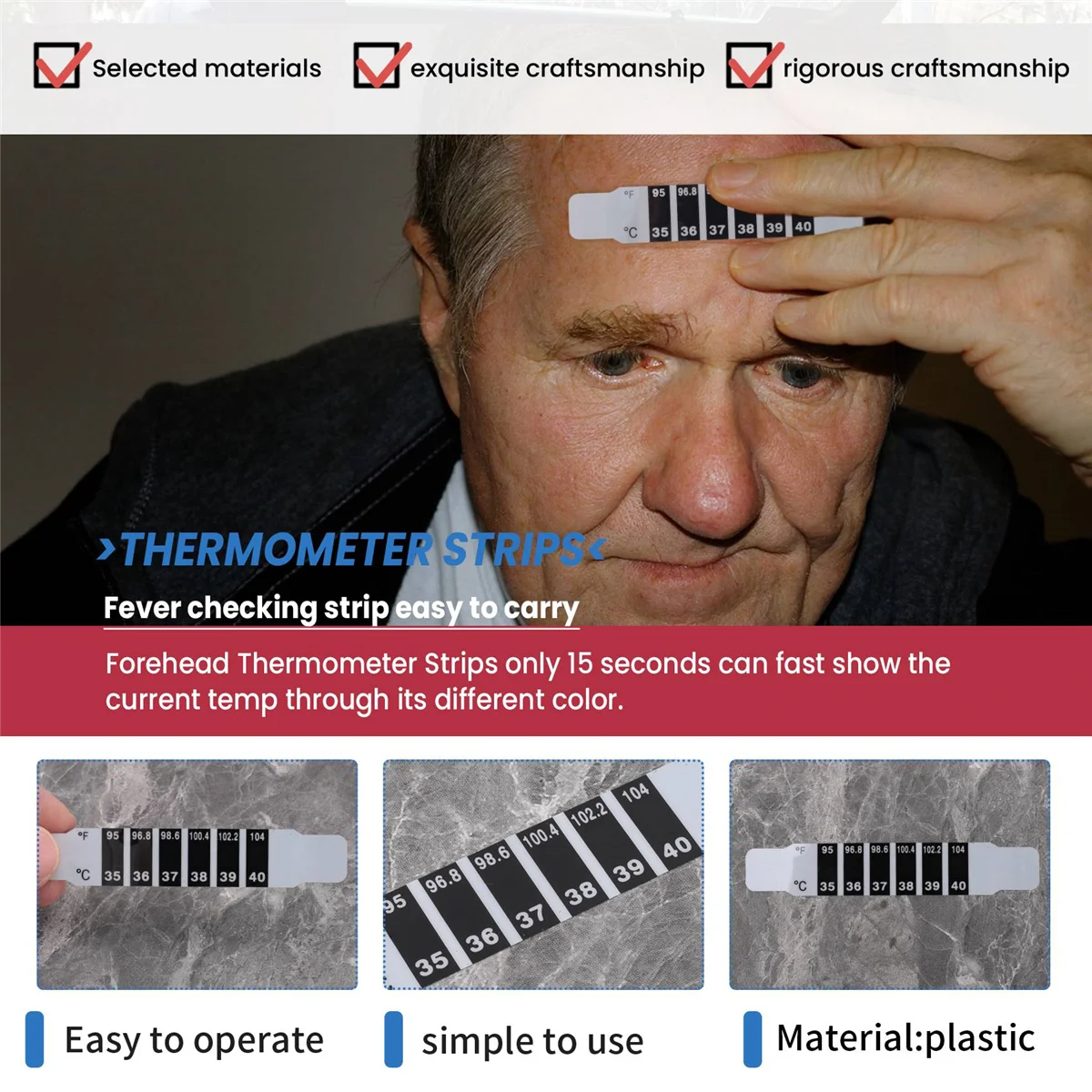 정성적 인 30 Pcs 이마 온도계 스트립 접착 온도계 스트립 재사용 가능한 온도계 스티커 변색 스티커