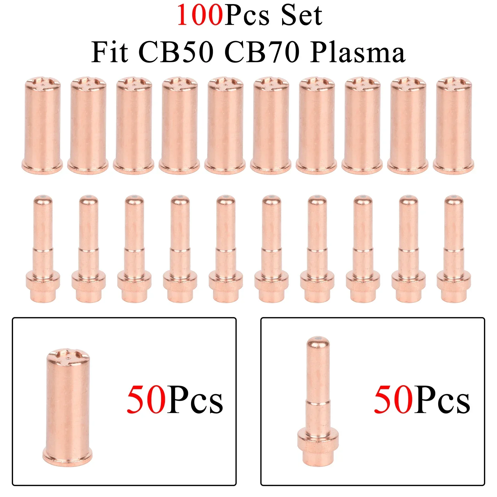 

100Pcs CB50 CB70 plasma cutting torch accessories long nozzle electrode PD0063 PR0065