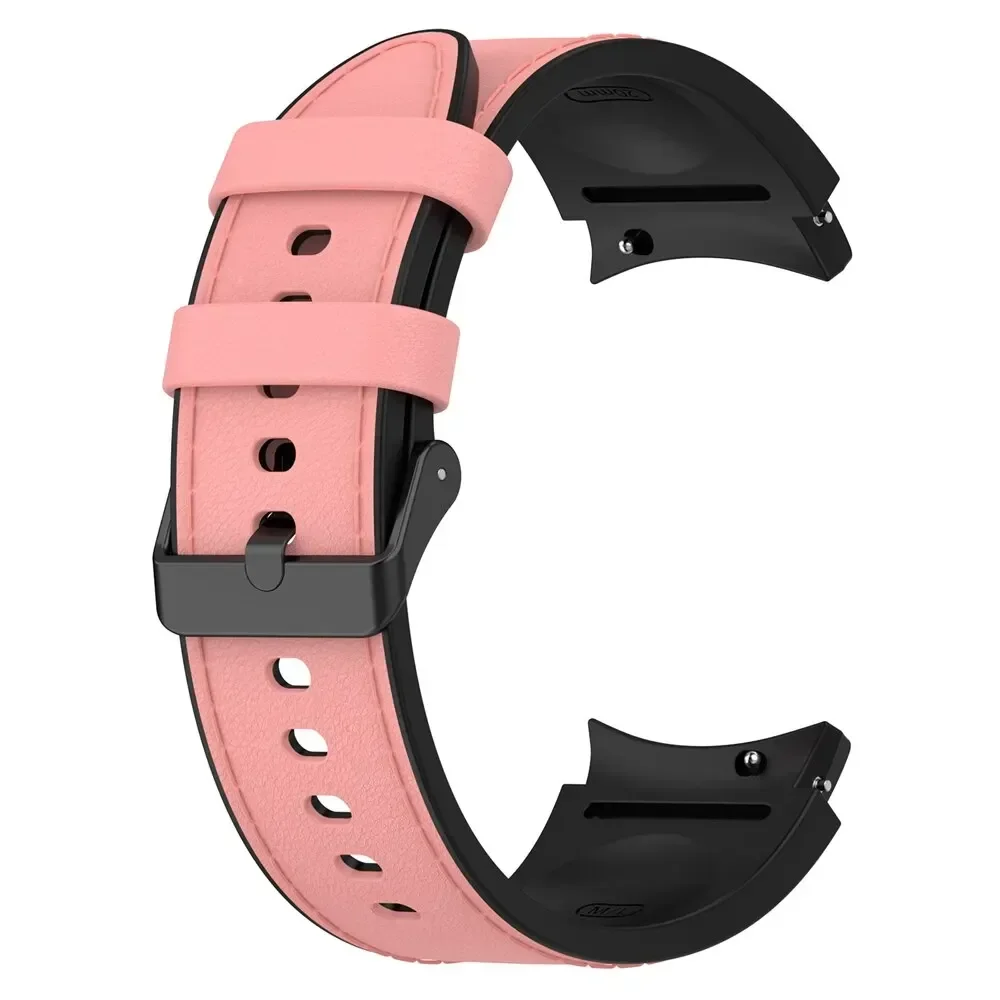 Silicone+Leather Strap For Samsung Galaxy Watch 6 5 Pro 40mm 44mm Band Watch6 4 Classic 47 43mm 46mm Replacement Correa Bracelet