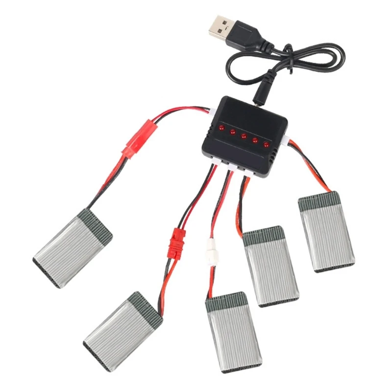 3.7V Lipo Battery 5 in 1 Charger USB for E010 H31 Hubsan X4 Syma X5SW X5C X5HW X5UW/UDI RC Quadcopter w/RC LED Indicated