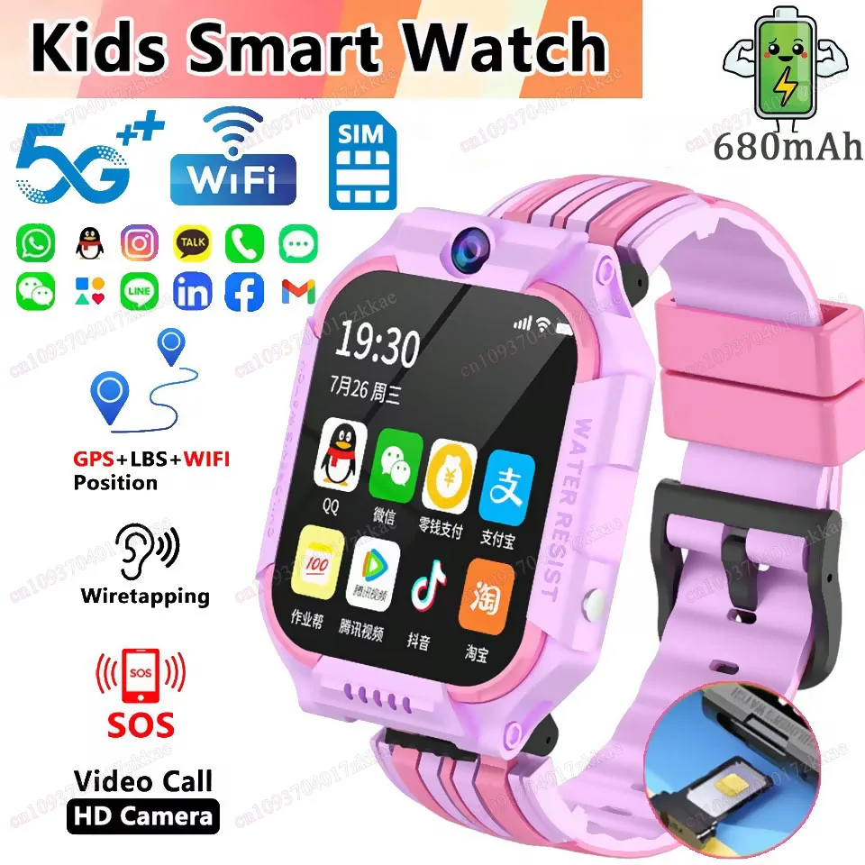 

New Kids 5G Smart Watch SOS GPS+BDS/GLONASS Location Phone Call Camera Child Smartwatch 1.83 Inch WIFI Waterproof For Watch Gift