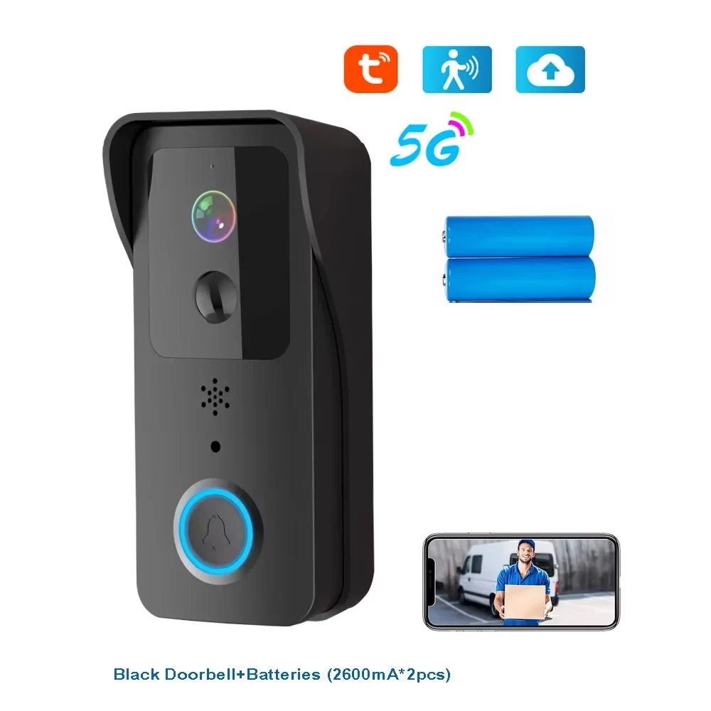 5G 2.4G WiFi Video Deurbel 1080P Tuya Smart Outdoor Draadloze Intercom Waterdichte Draadloze Camera met AC/DC Voeding