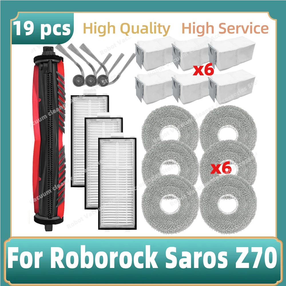 Uyumlu Roborock Saros Z70 Parçaları Ana Yan Fırça Paspas Bezi Toz Torbası Yedek Aksesuarlar