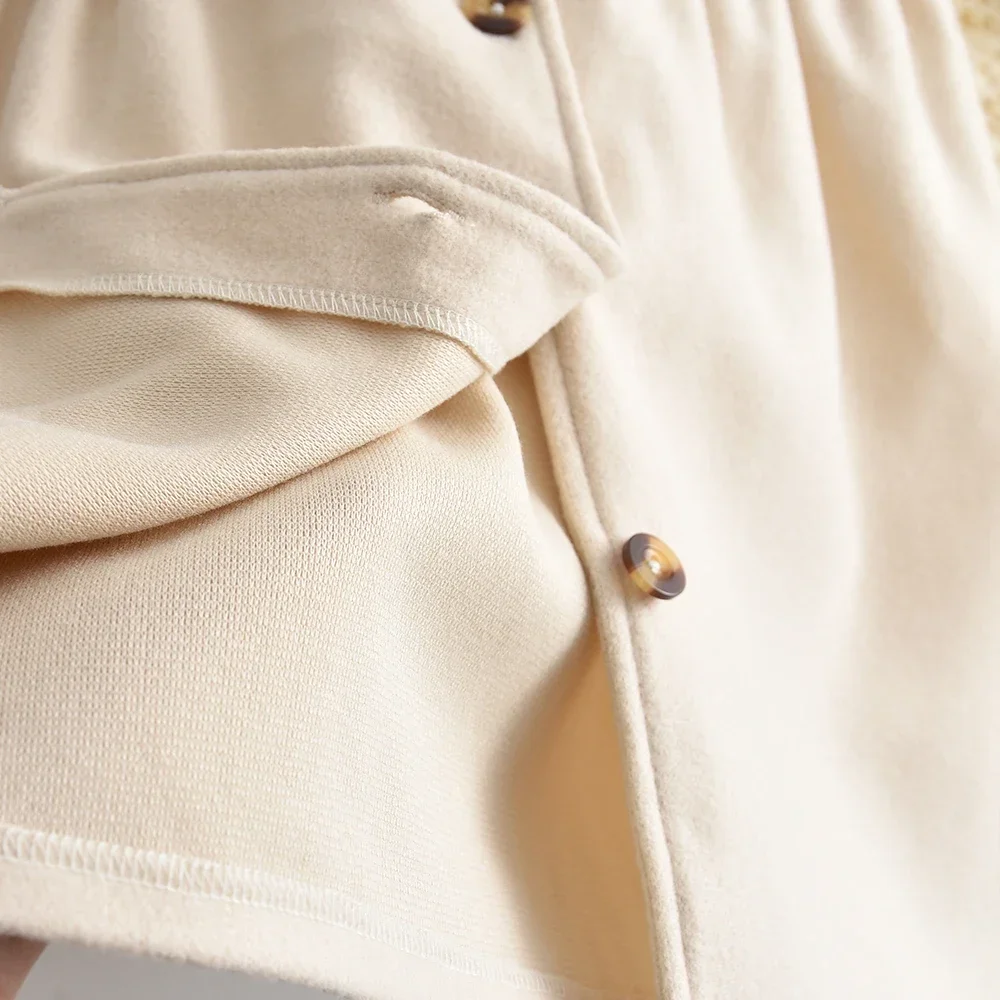 Bear Leader Herbst/Winter Koreanische Version Braunes Langarm-Mädchenoutfit Einfarbiges Kinder-Oberteil und Hosen-Set – Detail 8