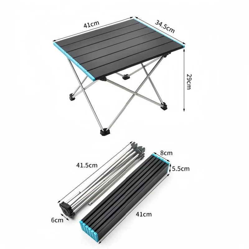 야외 초경량 휴대용 접이식 책상, 고하중 지지 알루미늄 합금 브래킷, 피크닉 캠핑 바베큐 테이블 가구, 1PC