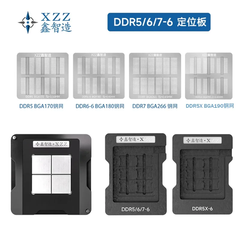 XZZ solder paste/solder ball stencil for DDR5 DDR5X DDR6 DDR6X DDR7 BGA170 BGA180 BGA190 BGA266 Direct heating planting platform