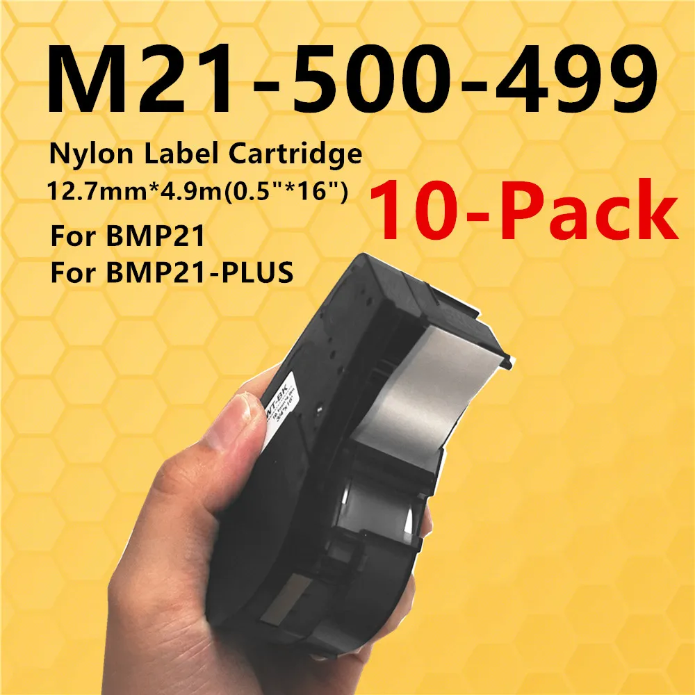 

10PK M21-500-499 Nylon Cloth Labels Cartridge strick tags Maker for BMP21,BMP21-PLUS,IDPAL,LABPAL Labeller Printer 12.7mm