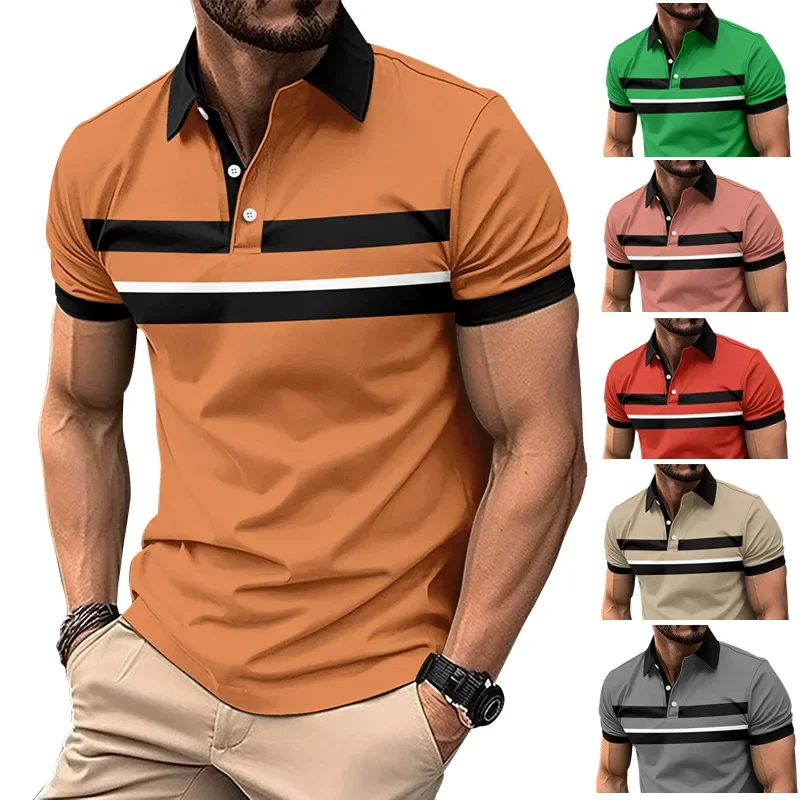 

Men's Casual Polo Shirt Lapel Men's Button Short Sleeved T-shirt Oversized Casual Polo shirt For Men Business Polo T-shirt