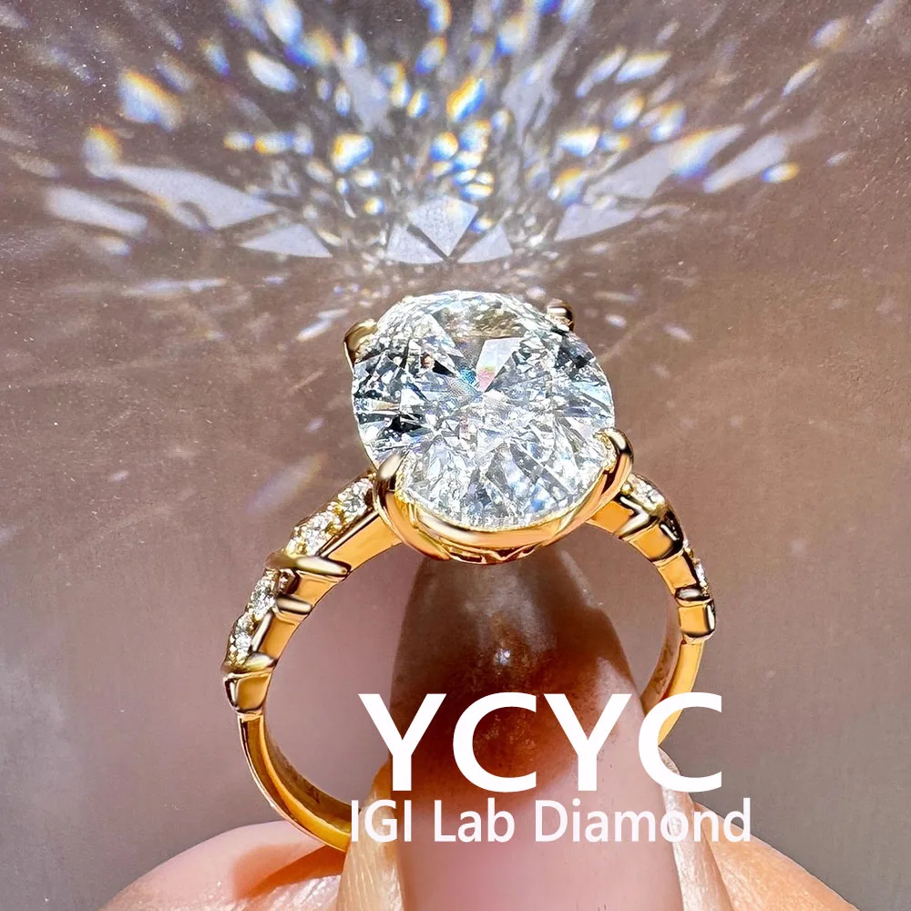 

Wedding diamond women's ring Oval diamond 14K gold cultured diamond Lab synthetic diamond fashion jewelry wholesale customizatio