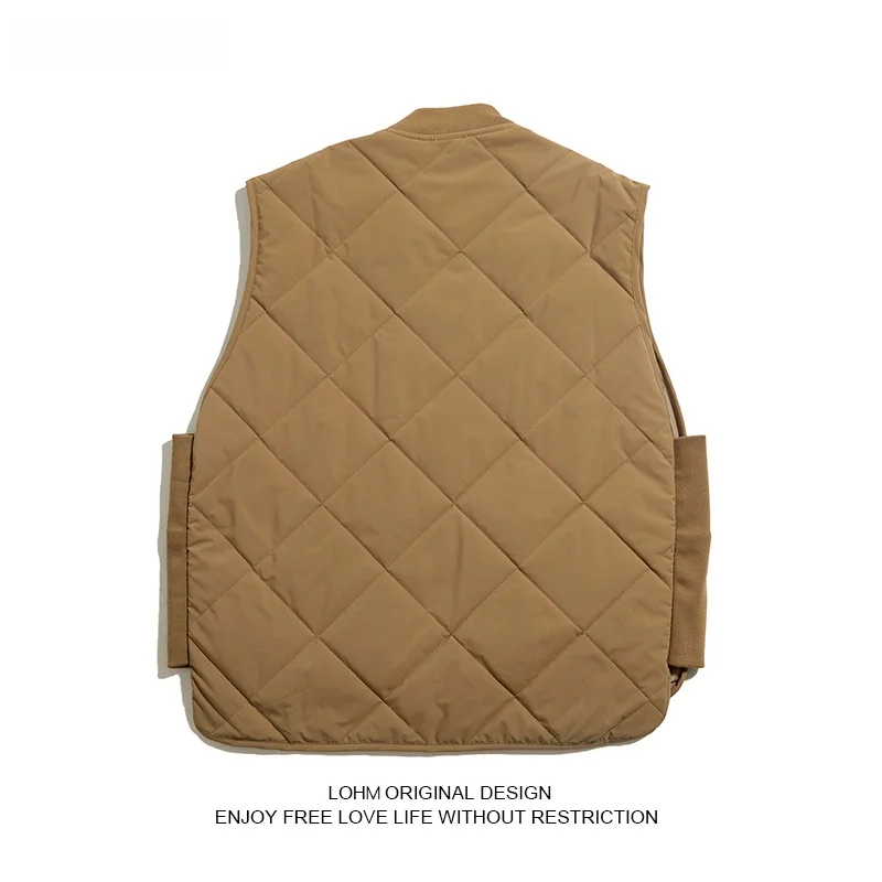 

American Retro Workwear Vest Men's Winter Warm Versatile BF Design Outerwear Teenage Color oulder Pad Jaet