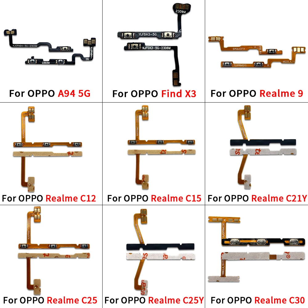 

Power Switch On/Off Button Volume control Key Button Flex Cable For Oppo A94 5G Find X3 Realme 9 10 Pro C11 2020 2021 C12 C15 C1