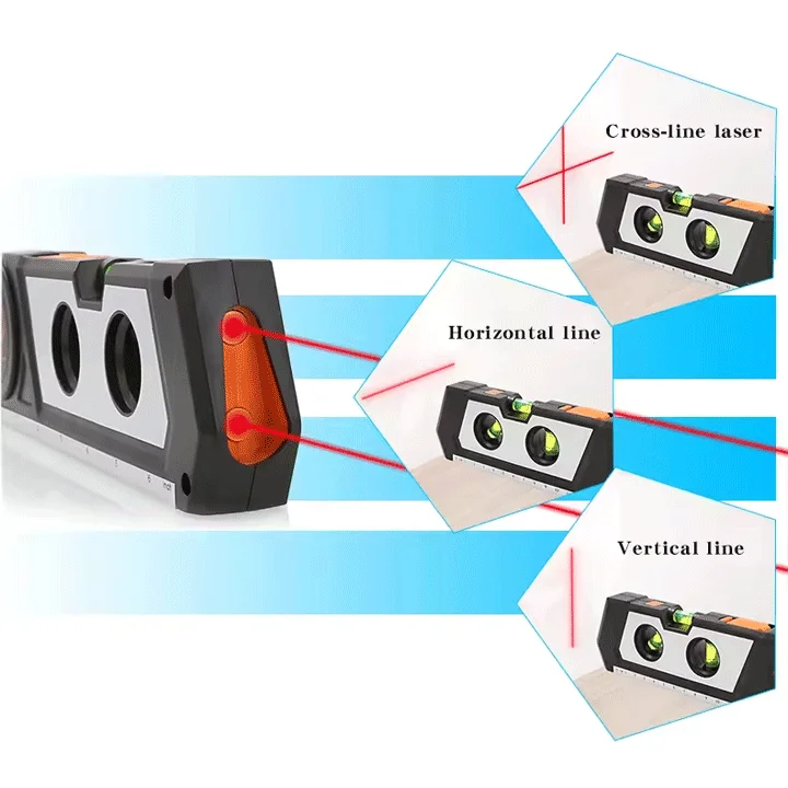 Peak Meter PM1001 Laser Level Meter Tape Measure Straight Edge Bubble Meter with Three Angles for Level Measuring Instruments