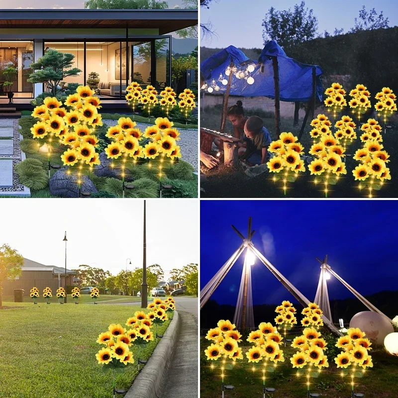 7 Heads LED Solar Simulation Sunflower Light Garden Yard Lawn Night Lights Landscape Lamp Home Decoration Christmas Flower Light view 5
