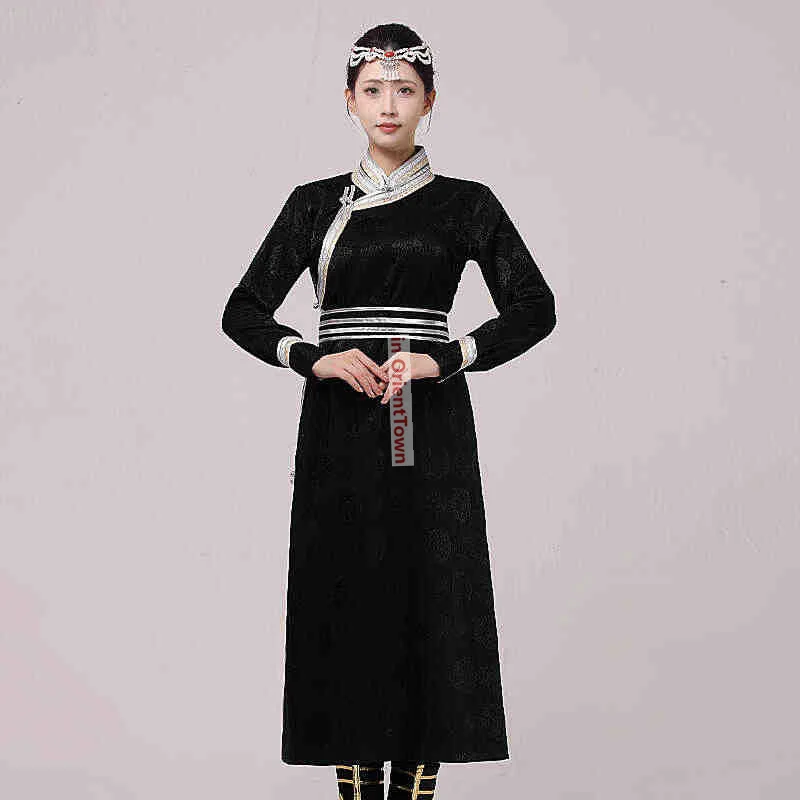 ملابس كاجوال منغولية سهلة المطابقة للفتيات، فستان نسائي للحياة اليومية، أداء طويل، رداء نسائي