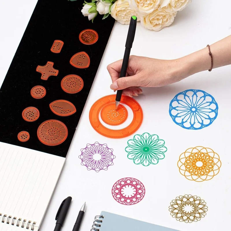3D Spiral Gear Geometric Ruler Circular Template Puzzle Magic Multi Functional Ruler Set Stationery Student Education Gift - view 3