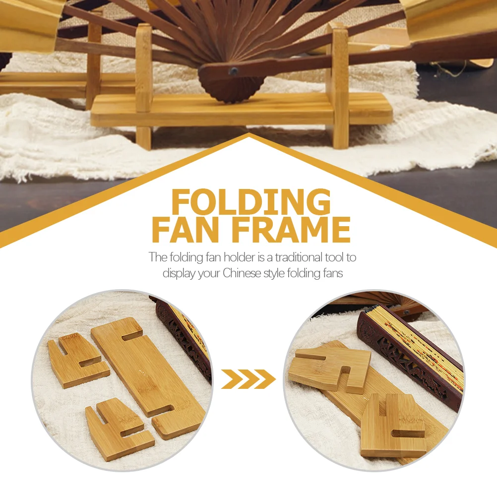 Fan Holder Box Folding Home Decoration Wooden Bracket Fans Display Stand Case